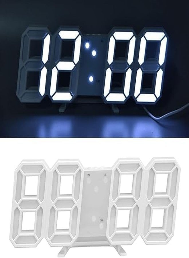 KACHKIT Acrylic Digital LED Display Number Clock Table Wall Clock, Table Wall Hanging Alarm Clock for Students, Office, Bedroom, Living Room, Corporate Use, (White ; PCS-1), (Large). - Image 3